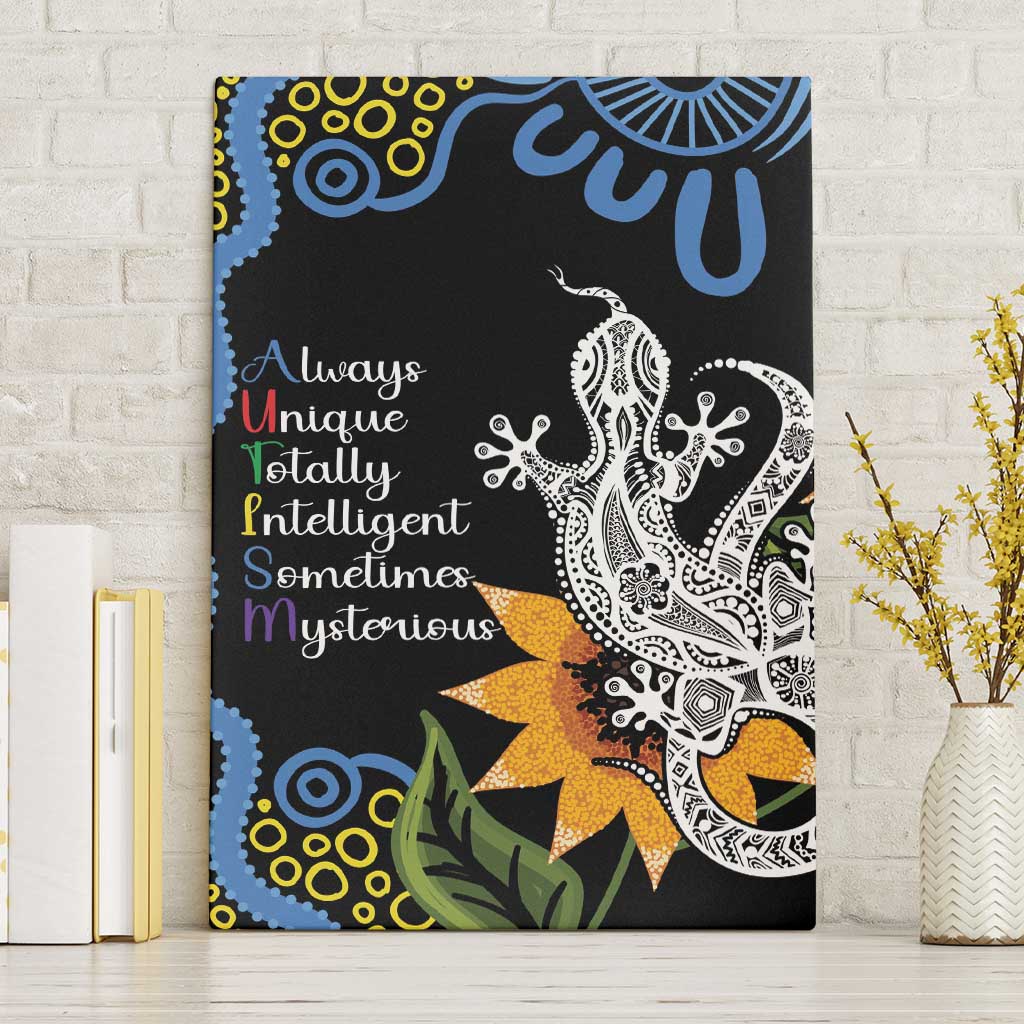 Australia Autism Awareness Canvas Wall Art Brave Strong Aussie Lizard Aboriginal Art