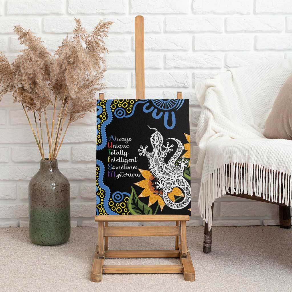 Australia Autism Awareness Canvas Wall Art Brave Strong Aussie Lizard Aboriginal Art