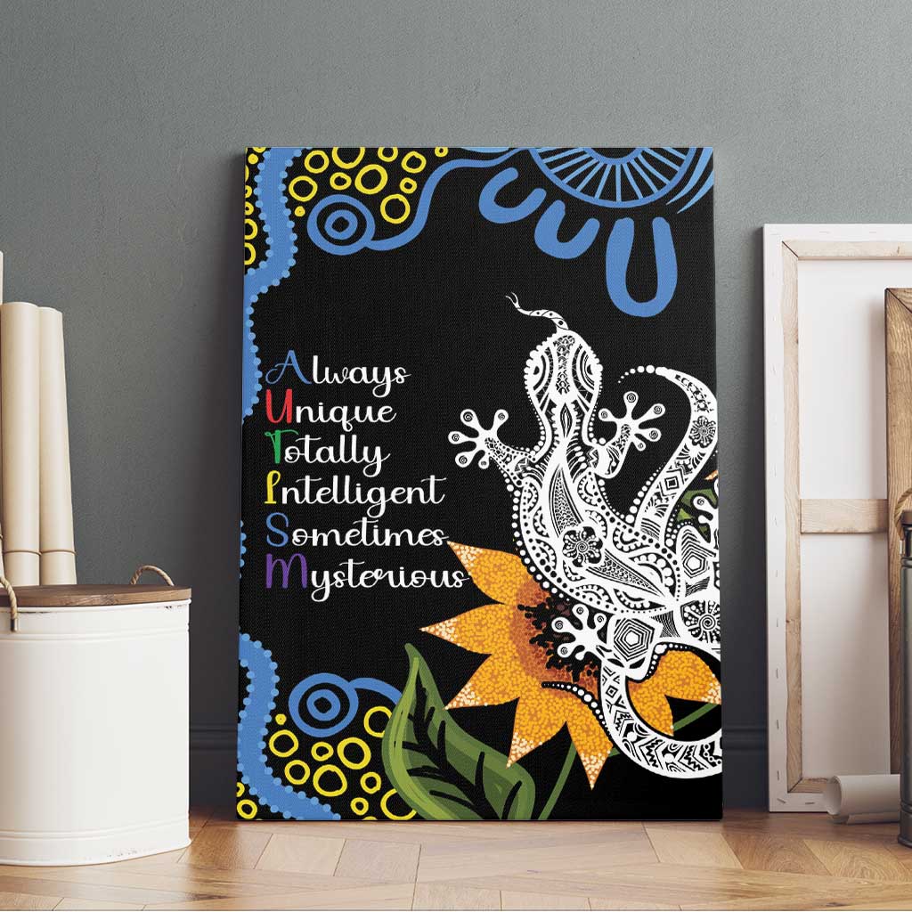 Australia Autism Awareness Canvas Wall Art Brave Strong Aussie Lizard Aboriginal Art