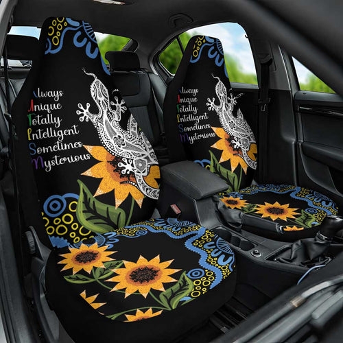 Australia Autism Awareness Car Seat Cover Brave Strong Aussie Lizard Aboriginal Art