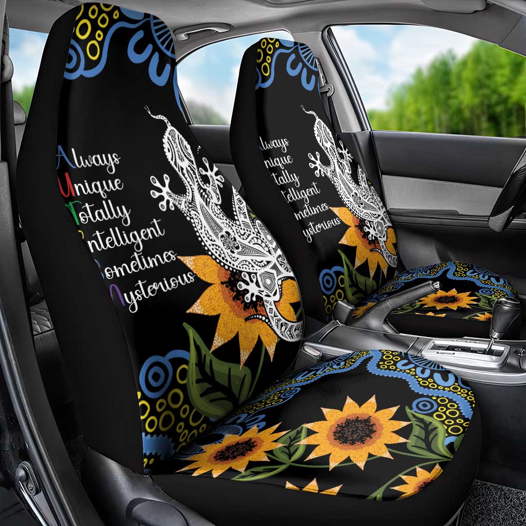 Australia Autism Awareness Car Seat Cover Brave Strong Aussie Lizard Aboriginal Art