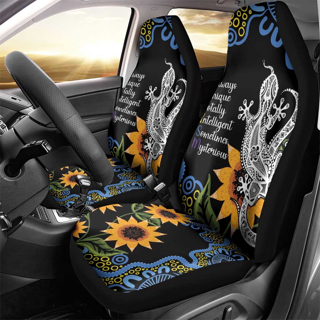 Australia Autism Awareness Car Seat Cover Brave Strong Aussie Lizard Aboriginal Art