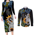 Australia Autism Awareness Couples Matching Long Sleeve Bodycon Dress and Long Sleeve Button Shirt Brave Strong Aussie Lizard Aboriginal Art