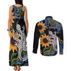 Australia Autism Awareness Couples Matching Tank Maxi Dress and Long Sleeve Button Shirt Brave Strong Aussie Lizard Aboriginal Art