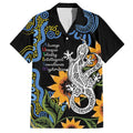 Australia Autism Awareness Family Matching Long Sleeve Bodycon Dress and Hawaiian Shirt Brave Strong Aussie Lizard Aboriginal Art