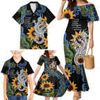 Australia Autism Awareness Family Matching Mermaid Dress and Hawaiian Shirt Brave Strong Aussie Lizard Aboriginal Art
