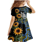 Australia Autism Awareness Family Matching Mermaid Dress and Hawaiian Shirt Brave Strong Aussie Lizard Aboriginal Art