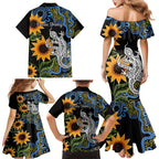Australia Autism Awareness Family Matching Mermaid Dress and Hawaiian Shirt Brave Strong Aussie Lizard Aboriginal Art