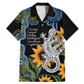Australia Autism Awareness Family Matching Mermaid Dress and Hawaiian Shirt Brave Strong Aussie Lizard Aboriginal Art