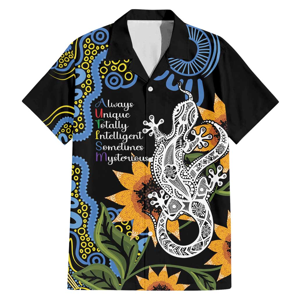 Australia Autism Awareness Family Matching Mermaid Dress and Hawaiian Shirt Brave Strong Aussie Lizard Aboriginal Art