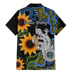 Australia Autism Awareness Family Matching Mermaid Dress and Hawaiian Shirt Brave Strong Aussie Lizard Aboriginal Art