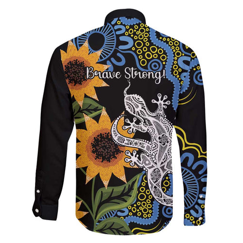 Australia Autism Awareness Family Matching Mermaid Dress and Hawaiian Shirt Brave Strong Aussie Lizard Aboriginal Art