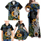 Australia Autism Awareness Family Matching Off Shoulder Maxi Dress and Hawaiian Shirt Brave Strong Aussie Lizard Aboriginal Art