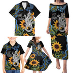 Australia Autism Awareness Family Matching Puletasi and Hawaiian Shirt Brave Strong Aussie Lizard Aboriginal Art