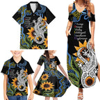 Australia Autism Awareness Family Matching Summer Maxi Dress and Hawaiian Shirt Brave Strong Aussie Lizard Aboriginal Art