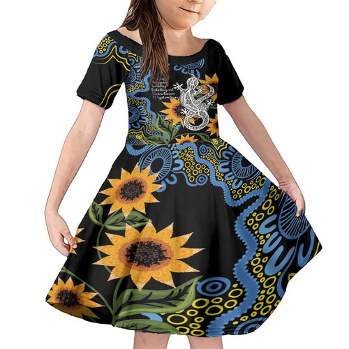 Australia Autism Awareness Family Matching Summer Maxi Dress and Hawaiian Shirt Brave Strong Aussie Lizard Aboriginal Art