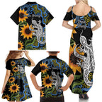 Australia Autism Awareness Family Matching Summer Maxi Dress and Hawaiian Shirt Brave Strong Aussie Lizard Aboriginal Art