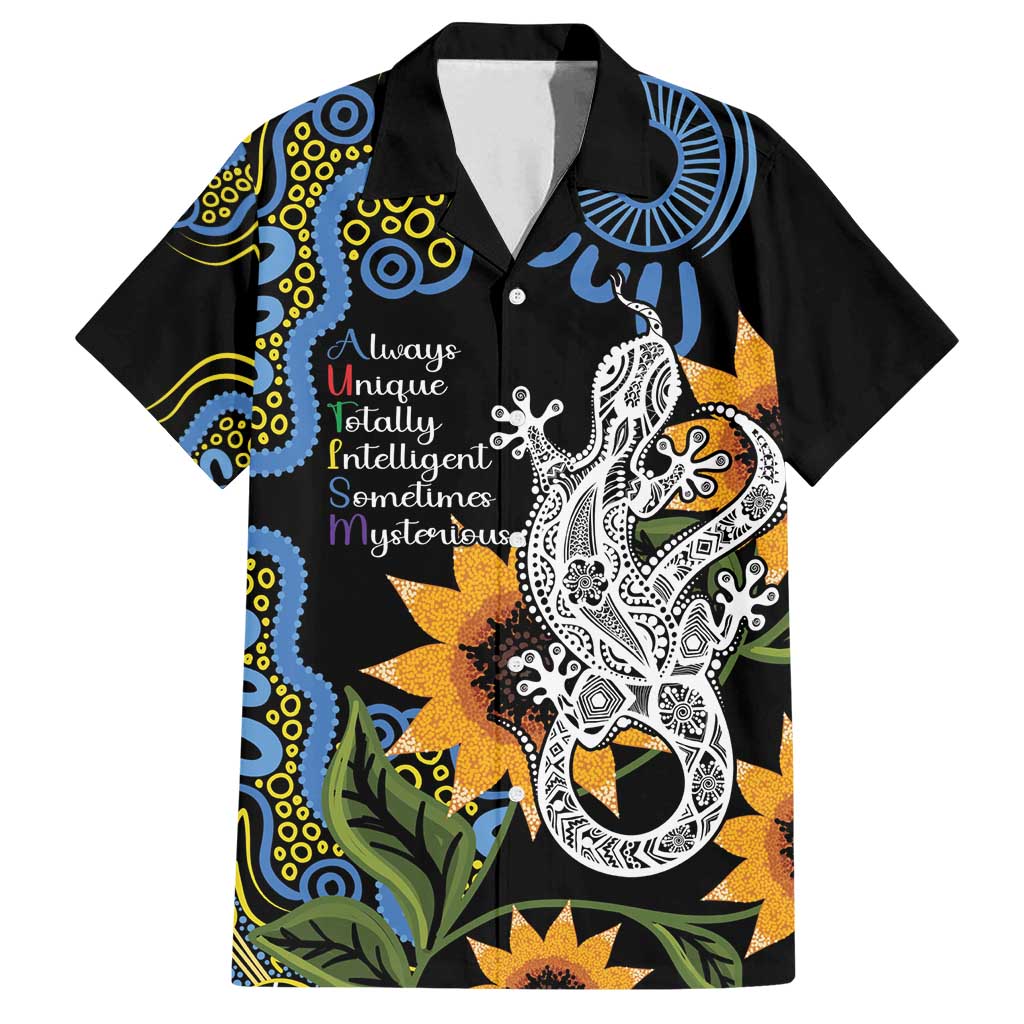 Australia Autism Awareness Family Matching Summer Maxi Dress and Hawaiian Shirt Brave Strong Aussie Lizard Aboriginal Art