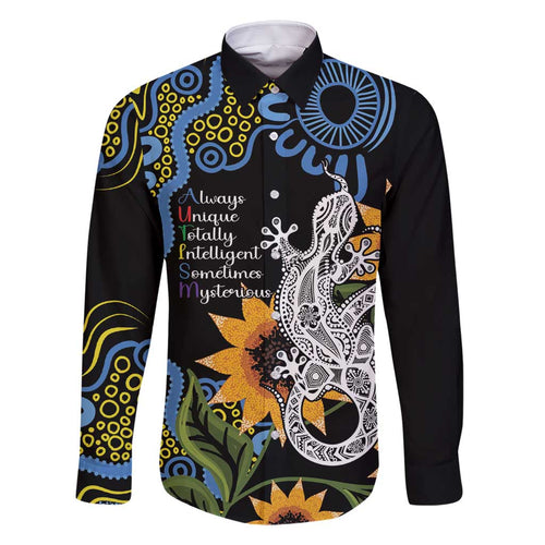 Australia Autism Awareness Family Matching Summer Maxi Dress and Hawaiian Shirt Brave Strong Aussie Lizard Aboriginal Art