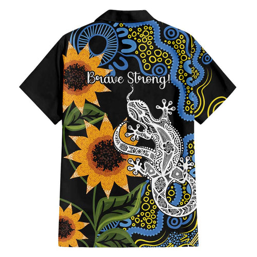 Australia Autism Awareness Family Matching Tank Maxi Dress and Hawaiian Shirt Brave Strong Aussie Lizard Aboriginal Art