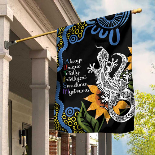 Australia Autism Awareness Garden Flag Brave Strong Aussie Lizard Aboriginal Art
