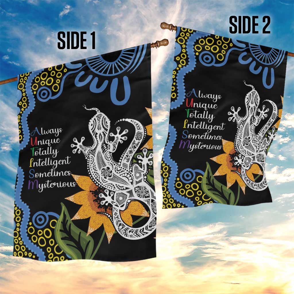Australia Autism Awareness Garden Flag Brave Strong Aussie Lizard Aboriginal Art