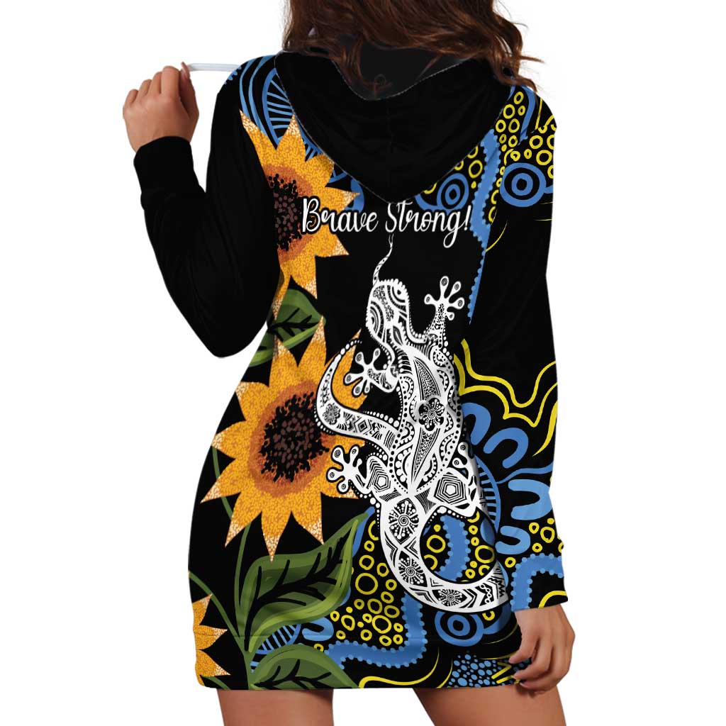 Australia Autism Awareness Hoodie Dress Brave Strong Aussie Lizard Aboriginal Art