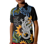 Australia Autism Awareness Kid Polo Shirt Brave Strong Aussie Lizard Aboriginal Art