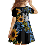 Australia Autism Awareness Kid Short Sleeve Dress Brave Strong Aussie Lizard Aboriginal Art