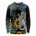 Australia Autism Awareness Long Sleeve Shirt Brave Strong Aussie Lizard Aboriginal Art