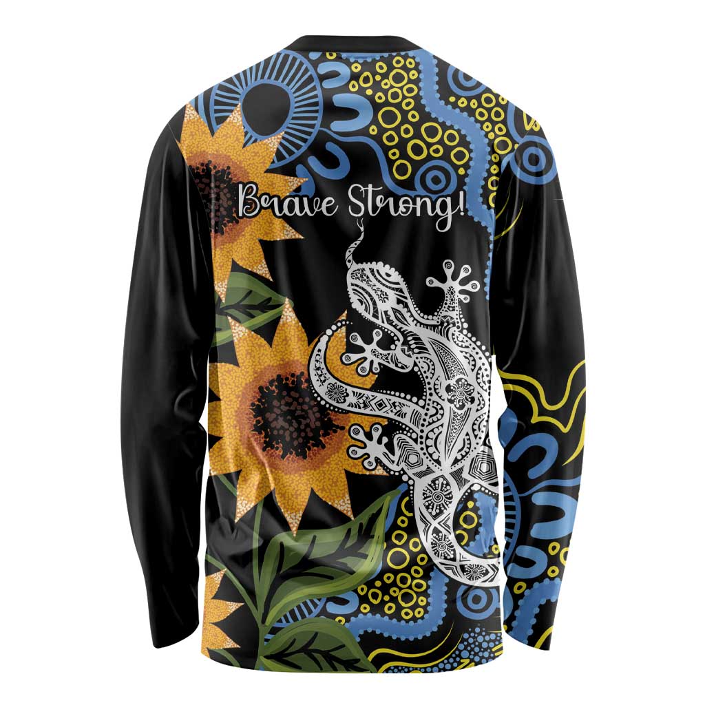 Australia Autism Awareness Long Sleeve Shirt Brave Strong Aussie Lizard Aboriginal Art