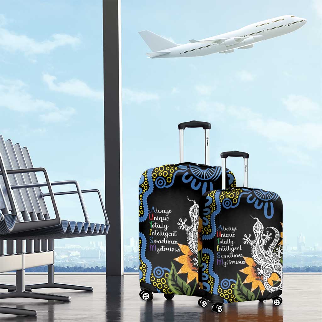 Australia Autism Awareness Luggage Cover Brave Strong Aussie Lizard Aboriginal Art