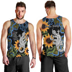 Australia Autism Awareness Men Tank Top Brave Strong Aussie Lizard Aboriginal Art