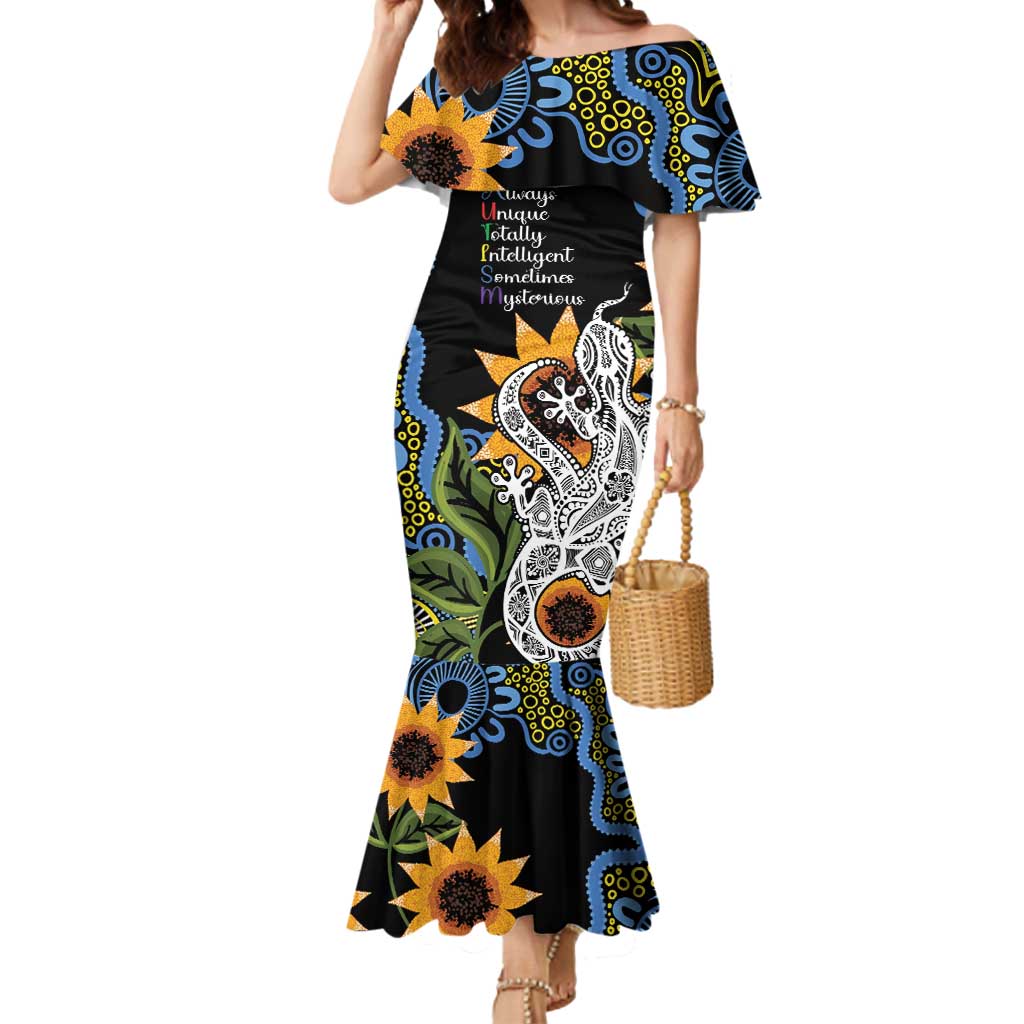Australia Autism Awareness Mermaid Dress Brave Strong Aussie Lizard Aboriginal Art