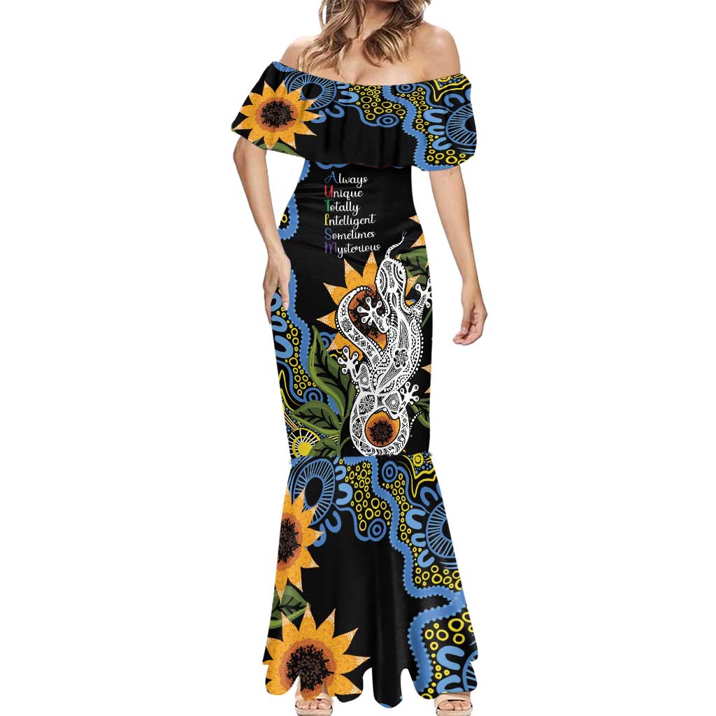 Australia Autism Awareness Mermaid Dress Brave Strong Aussie Lizard Aboriginal Art
