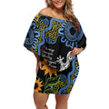 Australia Autism Awareness Off Shoulder Short Dress Brave Strong Aussie Lizard Aboriginal Art