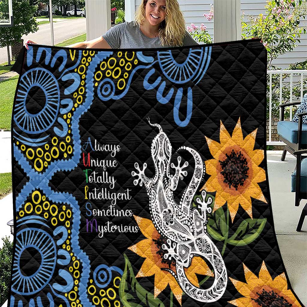 Australia Autism Awareness Quilt Brave Strong Aussie Lizard Aboriginal Art
