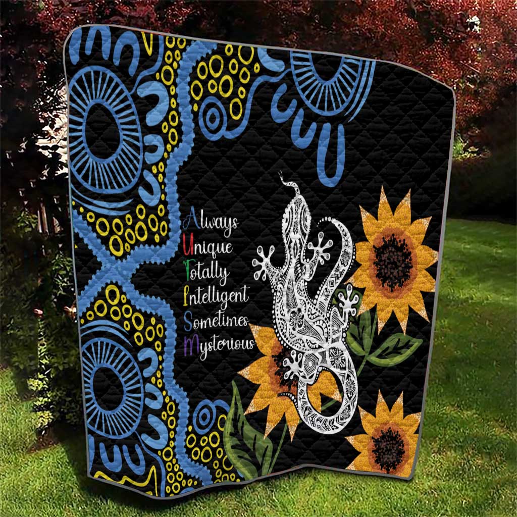 Australia Autism Awareness Quilt Brave Strong Aussie Lizard Aboriginal Art