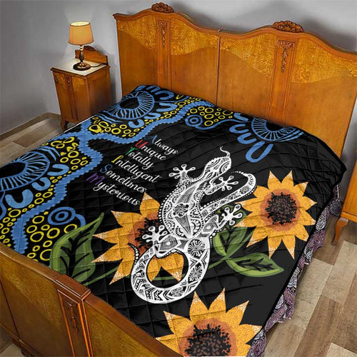 Australia Autism Awareness Quilt Brave Strong Aussie Lizard Aboriginal Art
