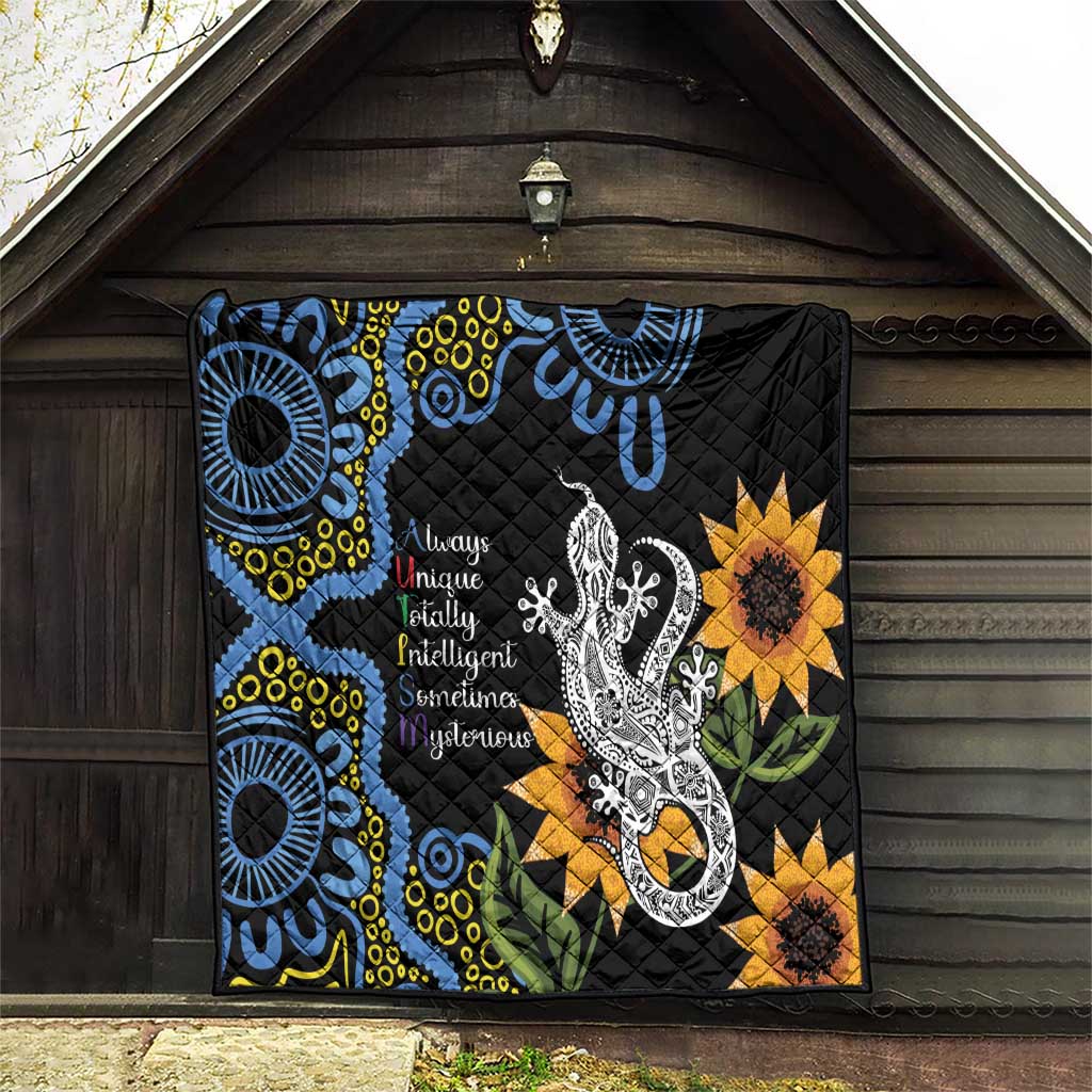 Australia Autism Awareness Quilt Brave Strong Aussie Lizard Aboriginal Art