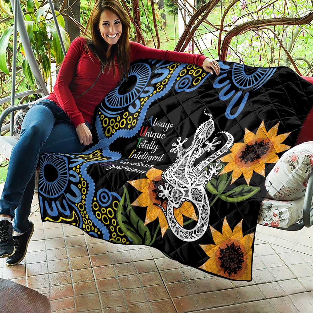 Australia Autism Awareness Quilt Brave Strong Aussie Lizard Aboriginal Art