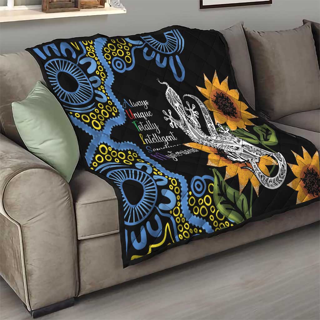 Australia Autism Awareness Quilt Brave Strong Aussie Lizard Aboriginal Art