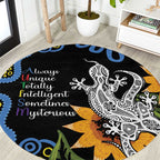 Australia Autism Awareness Round Carpet Brave Strong Aussie Lizard Aboriginal Art