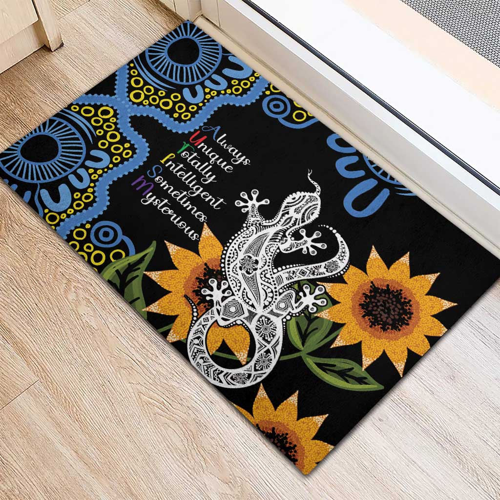 Australia Autism Awareness Rubber Doormat Brave Strong Aussie Lizard Aboriginal Art