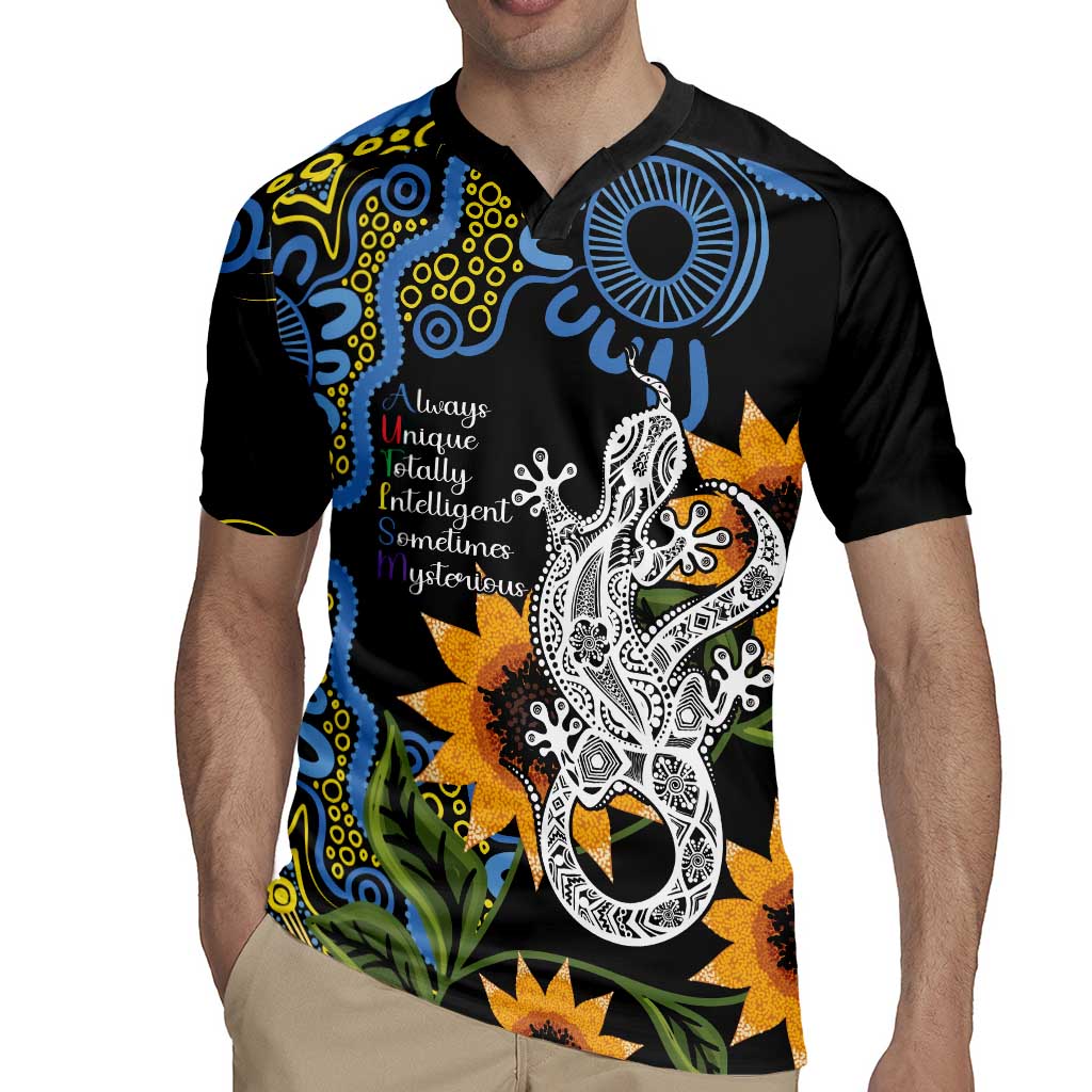 Australia Autism Awareness Rugby Jersey Brave Strong Aussie Lizard Aboriginal Art