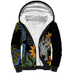 Australia Autism Awareness Sherpa Hoodie Brave Strong Aussie Lizard Aboriginal Art