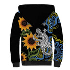 Australia Autism Awareness Sherpa Hoodie Brave Strong Aussie Lizard Aboriginal Art