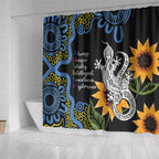 Australia Autism Awareness Shower Curtain Brave Strong Aussie Lizard Aboriginal Art