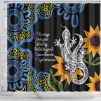 Australia Autism Awareness Shower Curtain Brave Strong Aussie Lizard Aboriginal Art