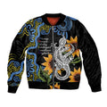 Australia Autism Awareness Sleeve Zip Bomber Jacket Brave Strong Aussie Lizard Aboriginal Art